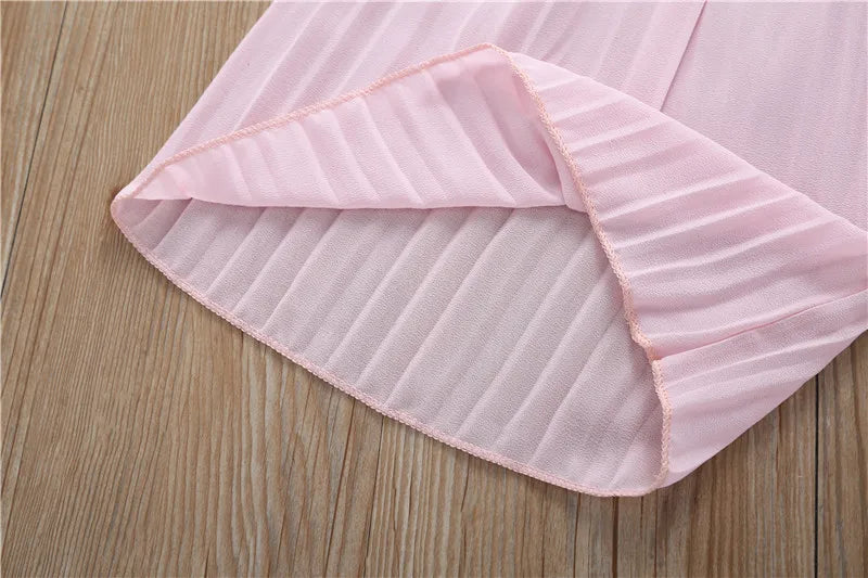 Summer  Girls Clothing Sets Kids T-shirt +Wide Leg Pants Suits Children Short Sleeve Baby Girl Clothes 5 6 7 8 9 10 12 Years