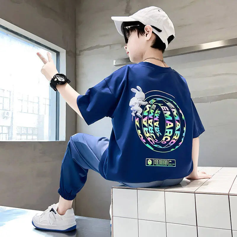 Boys New Summer Clothing Sports Sets Cartoon T Shirt+Long Pants 2pcs Suits Boys Tarcksuit Clothes kids