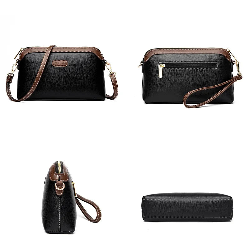 Fashion Solid Color Cow Women Shoulder Crossbody Bag Luxury Ladies Phone Bag And Purses Genuine Leather Handbag Women's Bag
