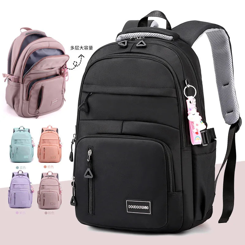 Schoolbag girls primary school students light weight reduction child female junior high school students large capacity backpack