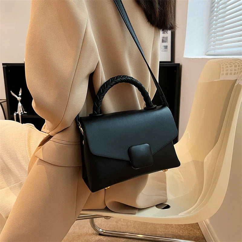 Twist Hand Bags for Women High Quality PU Shoulder Bag Cute Purses and Handbag Designer Crossbody Bag Luxury Satchel