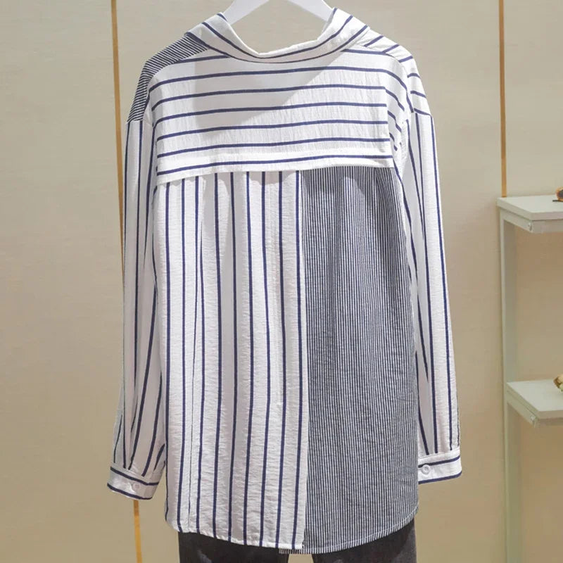 Long Sleeve Blouse Women Cotton Tops Striped Women Shirt Loose Female Clothing Blusas Mujer