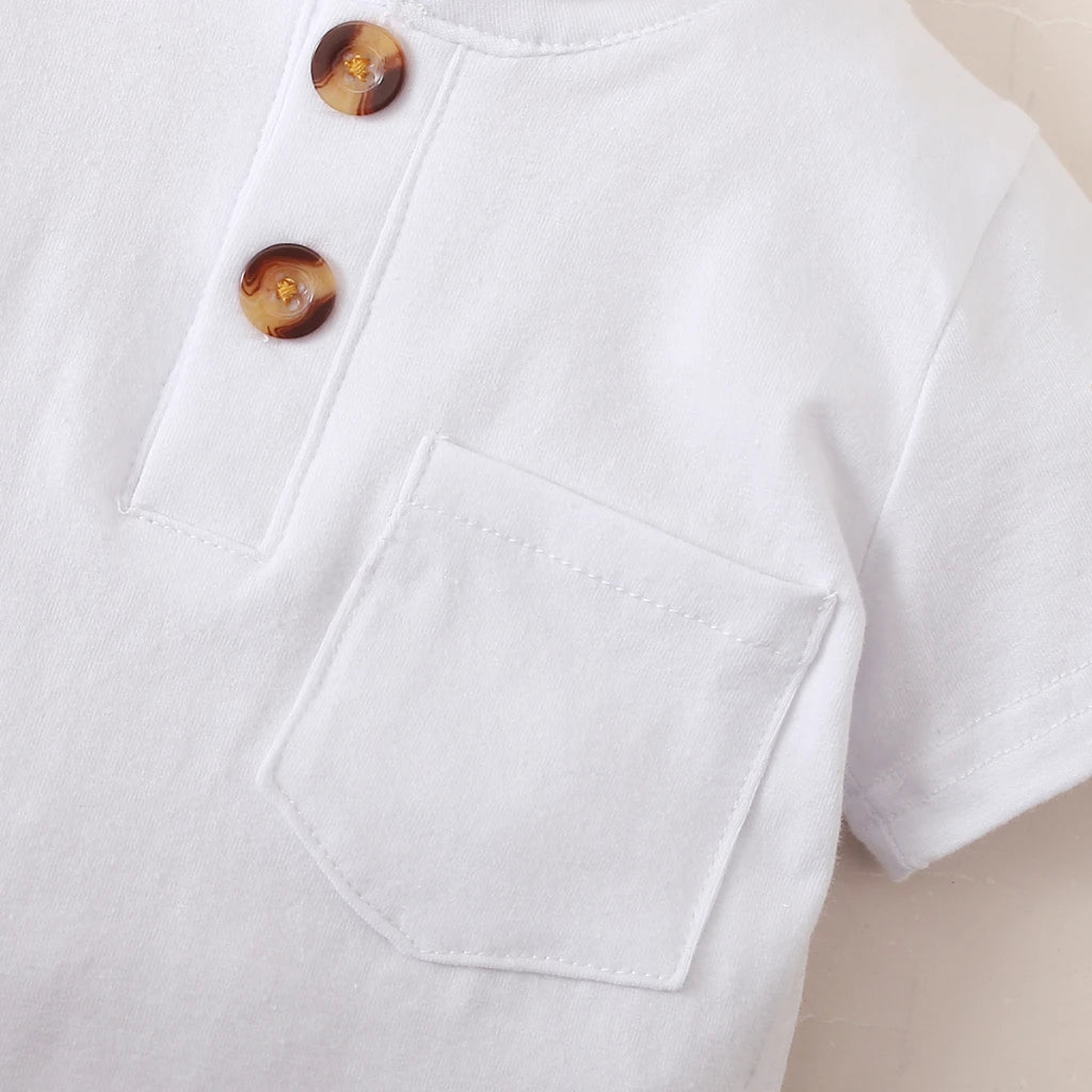 Infant Baby Boy Clothes 2PCS Set White Short Sleeves T-shirt Shorts  Summer Daily Casual Outfit for Toddler Boy 3-24 Months