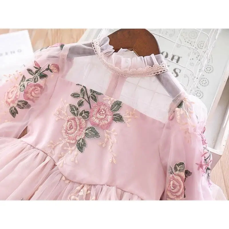 Elegant Flower Girls Dress Wedding Party Princess Dress Casual Kids Clothes Lace Long Sleeves Dress Children's Vestidos For 3-8T kids girls  toddlers