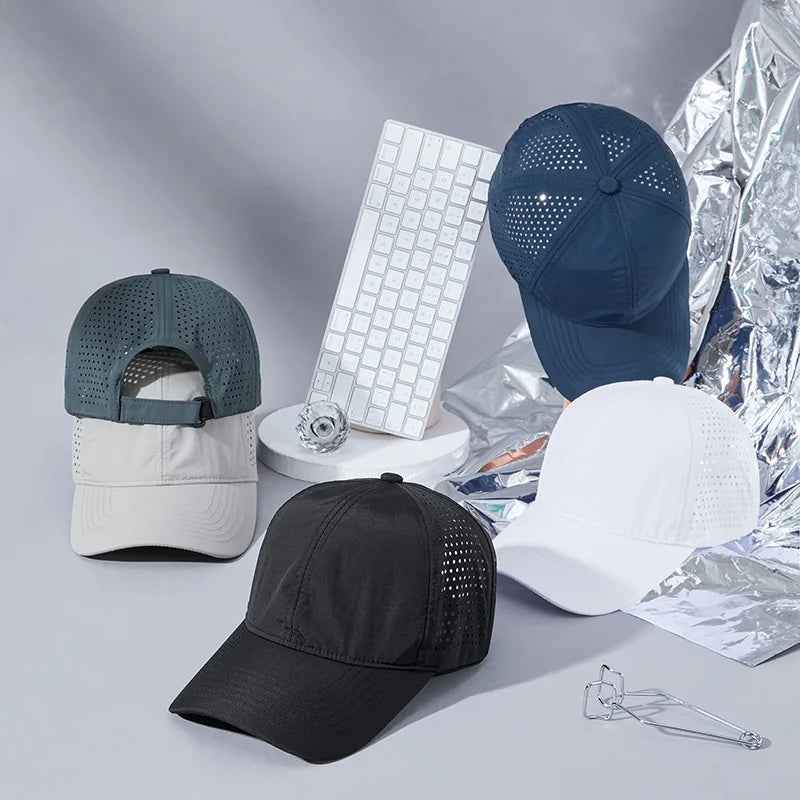 Men Women Baseball Cap Summer Breathable Mesh Trucker Hat Snapback Cap Quick Dry Visor Outdoor Sports Sun Hat