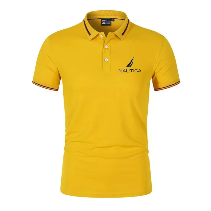 Nautica Summer Fashion Polo Shirt for Men's Printed Casual Short Sleeve Top Lapel Slim Handsome Jogging Fitness Sportswear