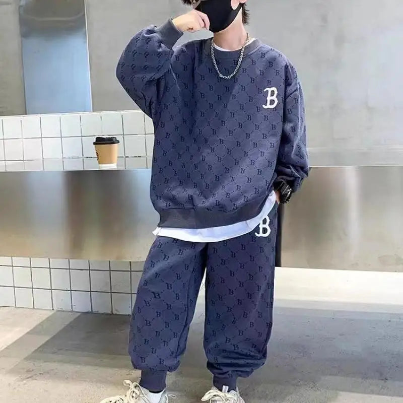 Autumn Fashion Children Suits Kids Clothes Boy Round Neck Sweatshirt and Pants 2Pcs Outfit Sets Junior Kids Sports Tracksuit