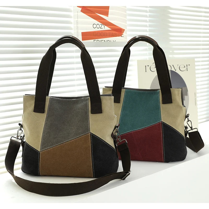 Women's Bag Canvas Handbag High Quality Shoulder Bag Patch Messenger Shoulder Bag Fashion Women's Casual Crossbody Bag