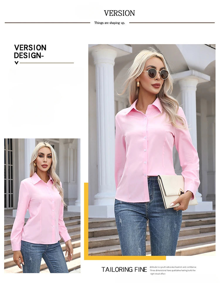 White Shirt Women  Button Up Shirt Long Sleeved Blouse Tops Oversized Business Shirt