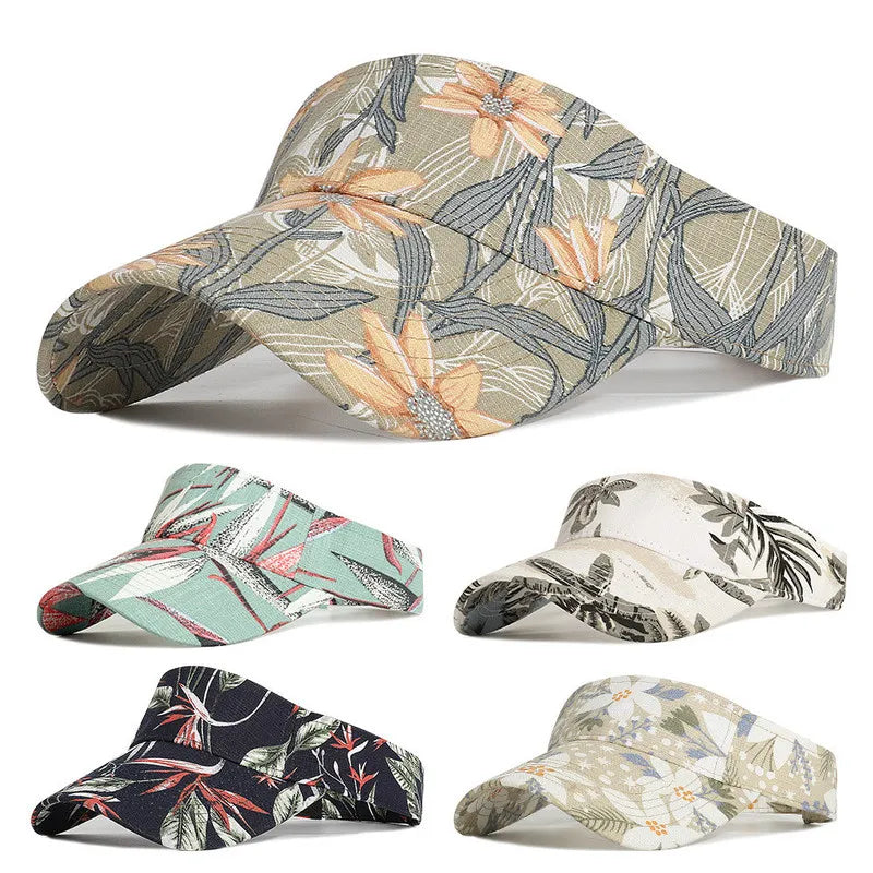 Summer Sun Hats Print Women Sunscreen Breathable Running Golf Tennis Caps Adjustable Visor Hat Sun Protection Outdoor Sports Cap