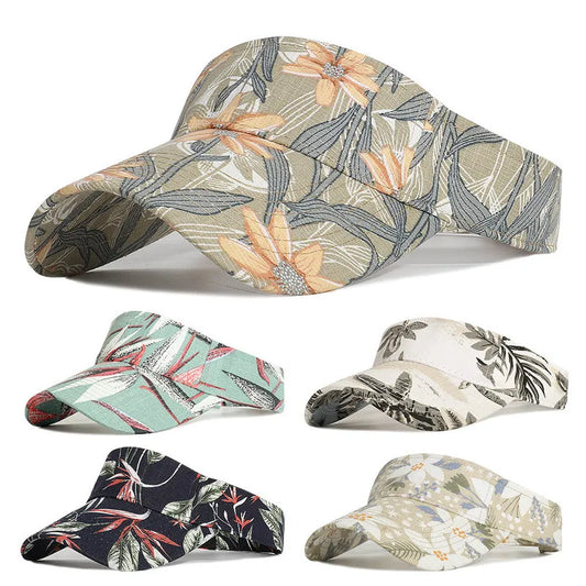 Summer Sun Hats Print Women Sunscreen Breathable Running Golf Tennis Caps Adjustable Visor Hat Sun Protection Outdoor Sports Cap