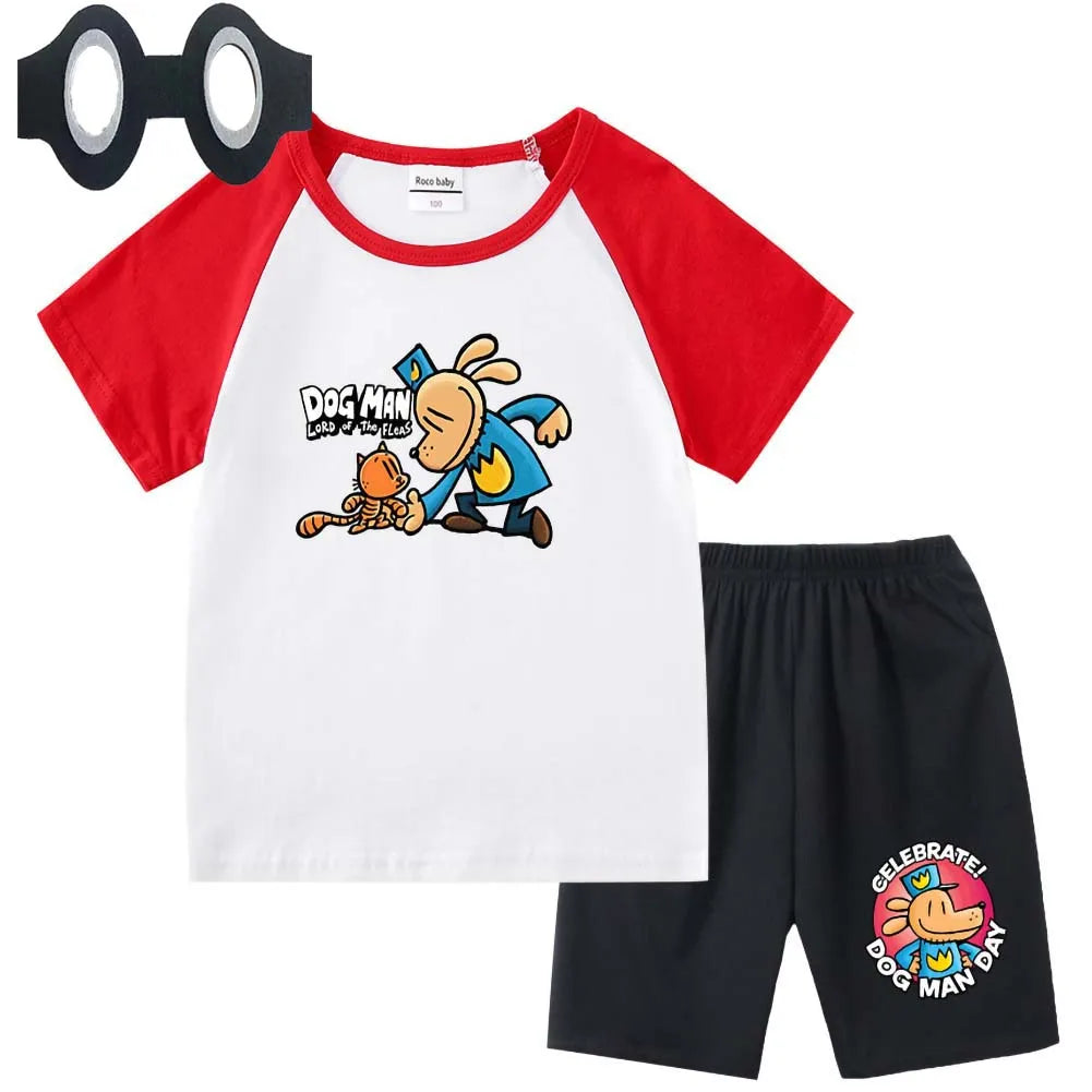 Hot Sale Cartoon Kids TShirt Shorts Mask 3PCS Captain Underpants DogMan Baby Boys Girls Clothe Summer Children Cotton T-Shirt