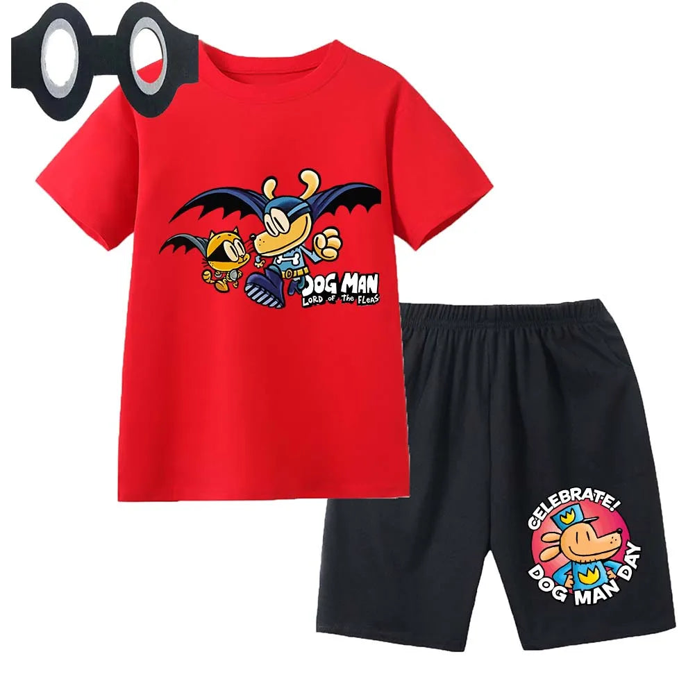 Hot Sale Cartoon Kids TShirt Shorts Mask 3PCS Captain Underpants DogMan Baby Boys Girls Clothe Summer Children Cotton T-Shirt
