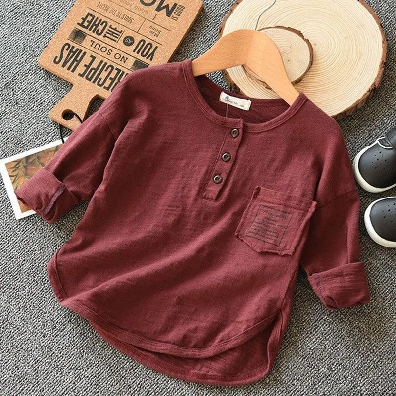 Spring Autumn Long Sleeve Teen Boys T-shirt Casual Cotton Tops Fashion Korean Version Girls Sweatshirt Kids Clothes
