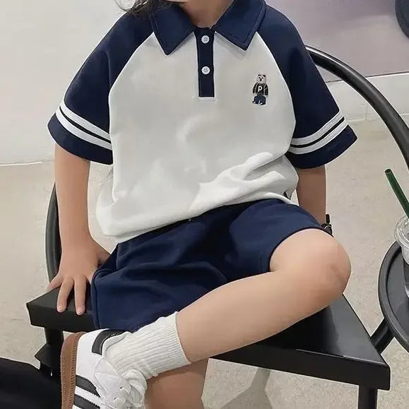 Summer Spring Suit for Boy Children's Clothes Outfit Set Polo Shirt Shorts 4 5 6 7 8 9 10 11 12 13 14 15 Years Kids Up and Down