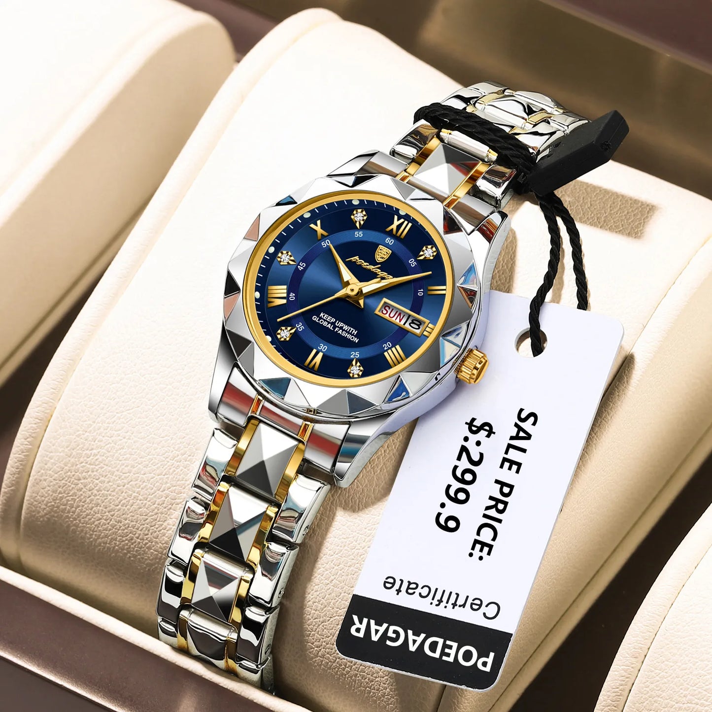 Ladies Dress Watch Luminous Waterproof Week Date Woman Wristwatch Stainless Steel Women Quartz Watches  Luxury