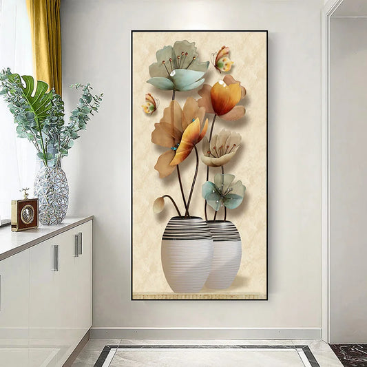 Retro Butterfly Flower Canvas Paintings Wall Art Pictures Chinese Style Vintage Poster And Prints  for Living Room Aisle Decor