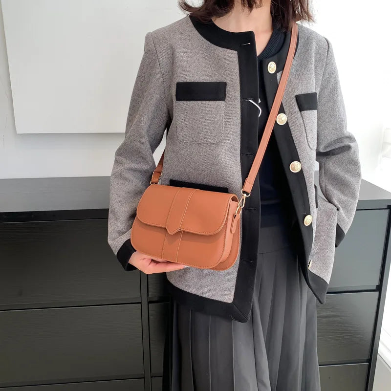 Large Capacity One Shoulder Bag Women's Fashion PU Leather Casual Korean Style Female Candy Color Solid