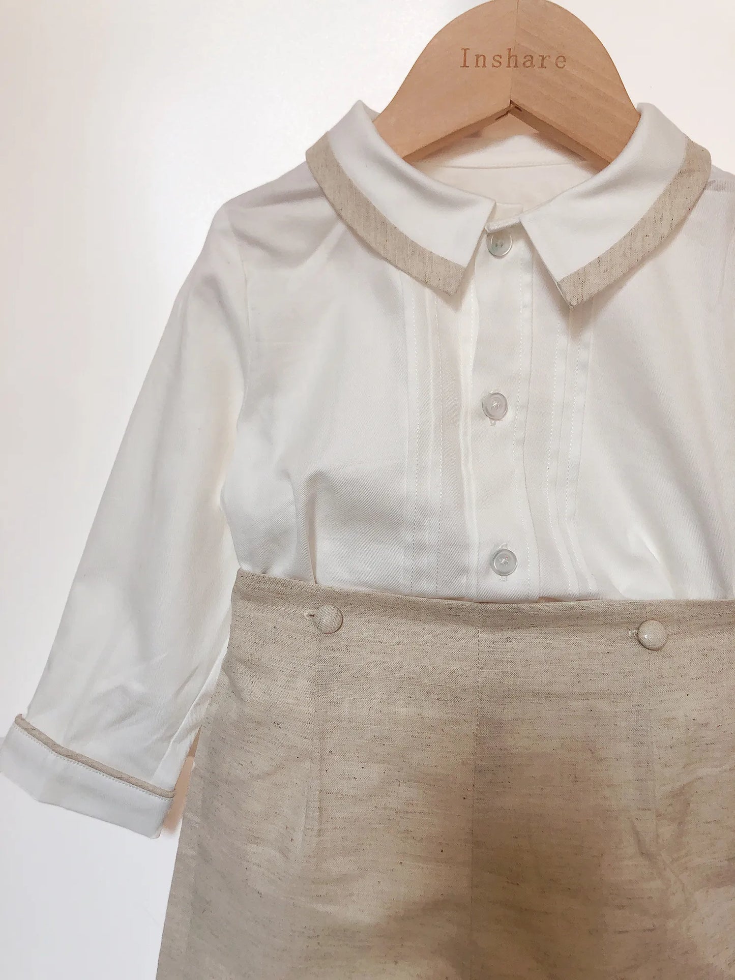 Children Boutique 2Pcs Clothing Boy Spanish Set Cotton Linen Khaki Long Sleeves Suit Outfit Breathable Eid Birthday Clothes kids