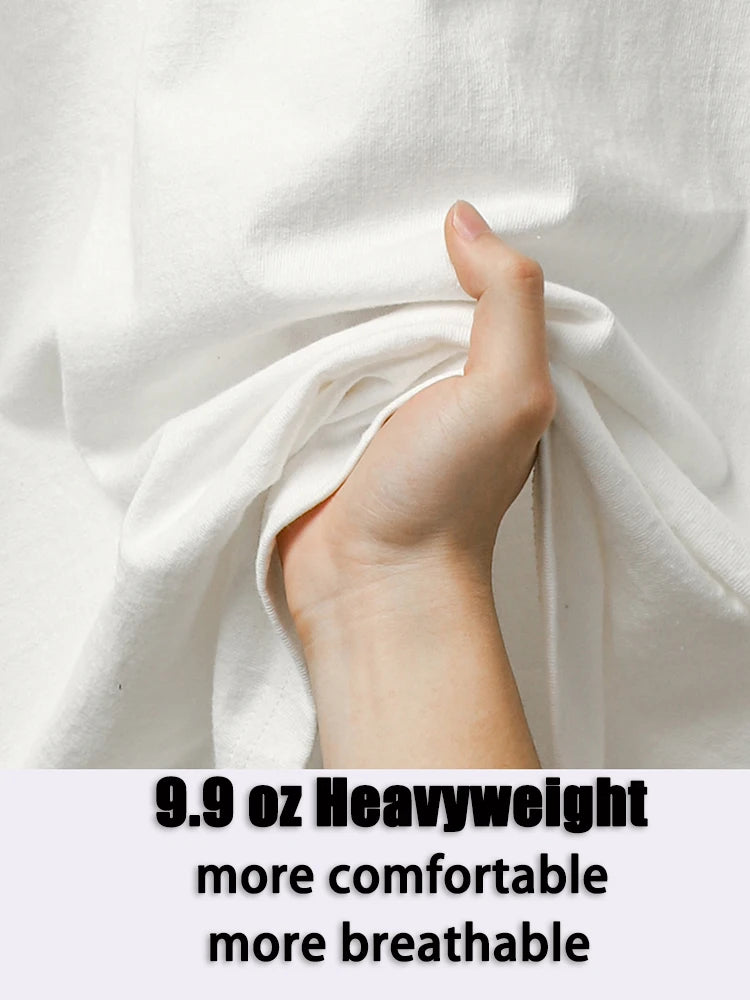 Oversized Heavyweight T Shirt for Men Summer Short Sleeve Tee 100% Cotton Plain Top Casual Men's Clothing 9.9oz