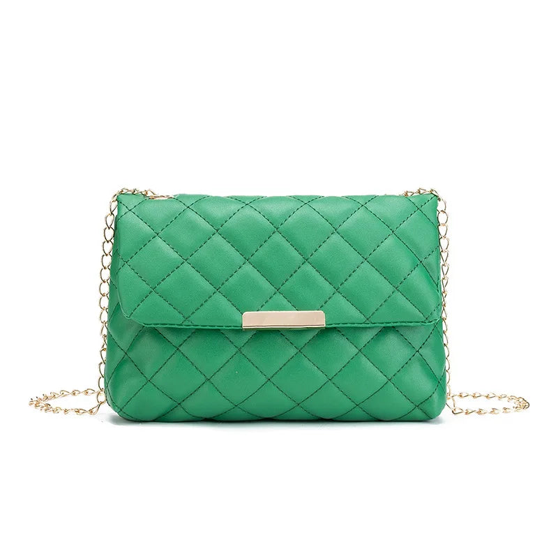 New Lattice Women Shoulder Bag Female Embroidered Small Square Bag PU Leather Crossbody Bags Handbag and Purses Phone Bags