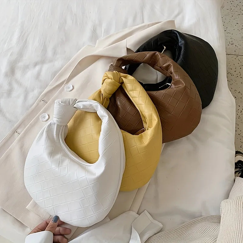 Mini Knotted Crescent Hobo Bag, Solid Color Shoulder Women's All-Match Handbag & Purse
