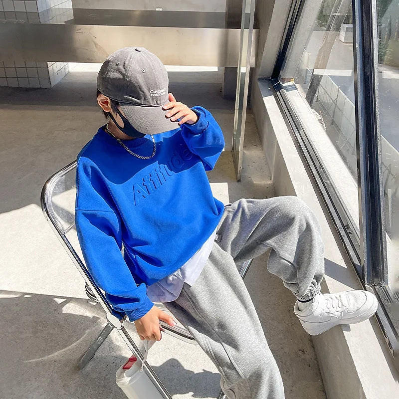 Teenager Boys Clothing Sets Spring Autumn New Fashion Letter Sweatshirt + Pants 2Pcs Tracksuit Suits For Kids Clothes