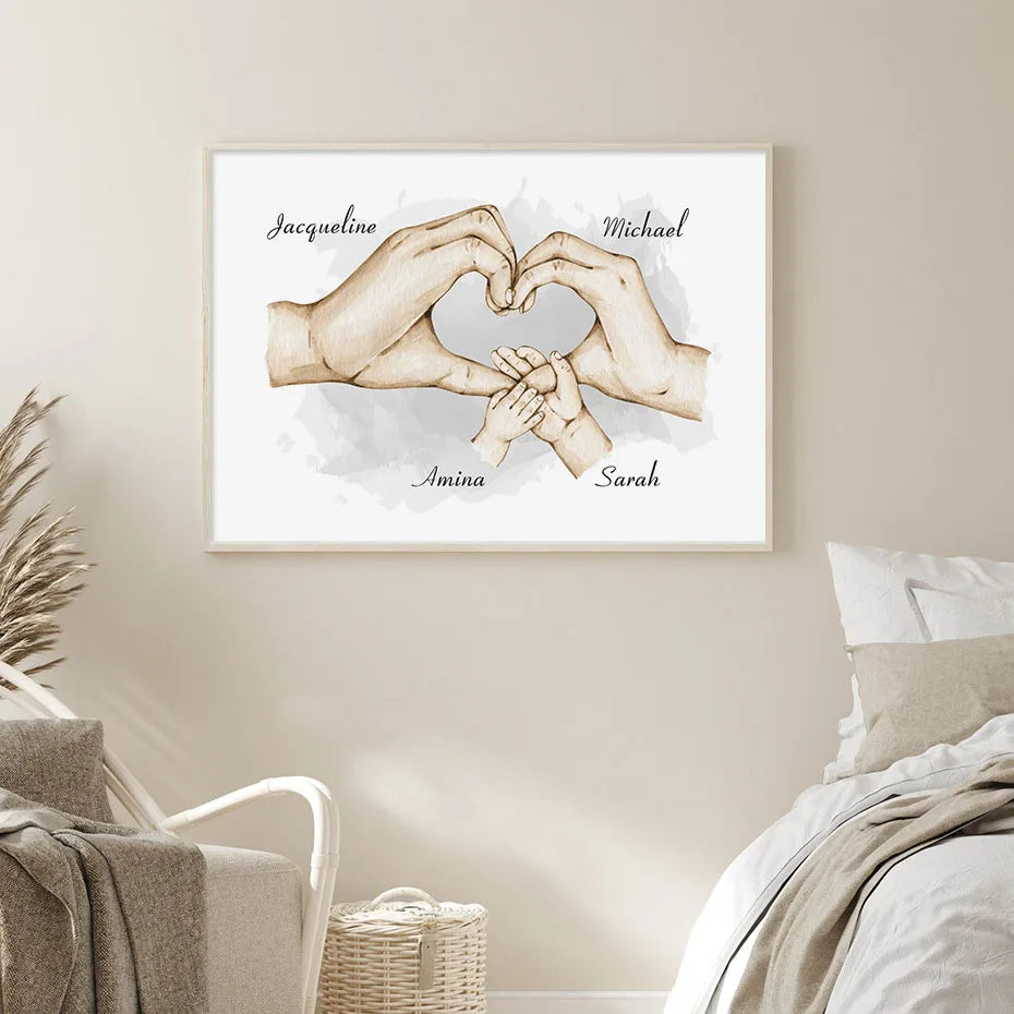 Family Custom Names Hands Posters Personalised Canvas Painting Minimalist Wall Art Prints Pictures Bedroom Interior Decoration