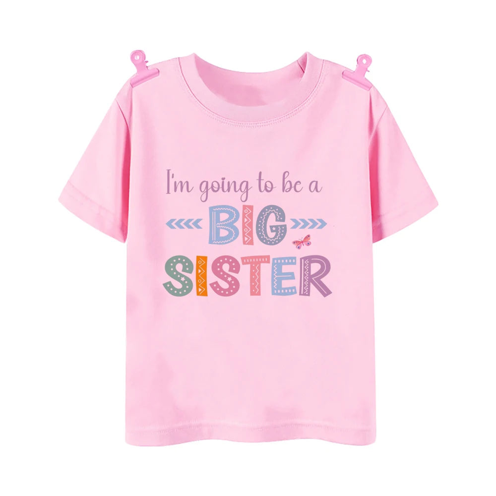 Promoted To Big Sister Rainbow Printed Baby Announcement T Shirt Girls T-Shirt Children Tops Toddler Tshirt Summer Clothes Tee