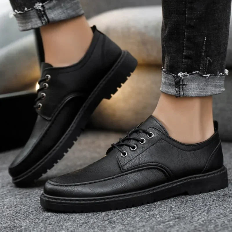 New Leather Casual Shoes for Men British Lace-up Oxford Shoes Men's Classic Business Dress Shoes Men Loafers  Hombre