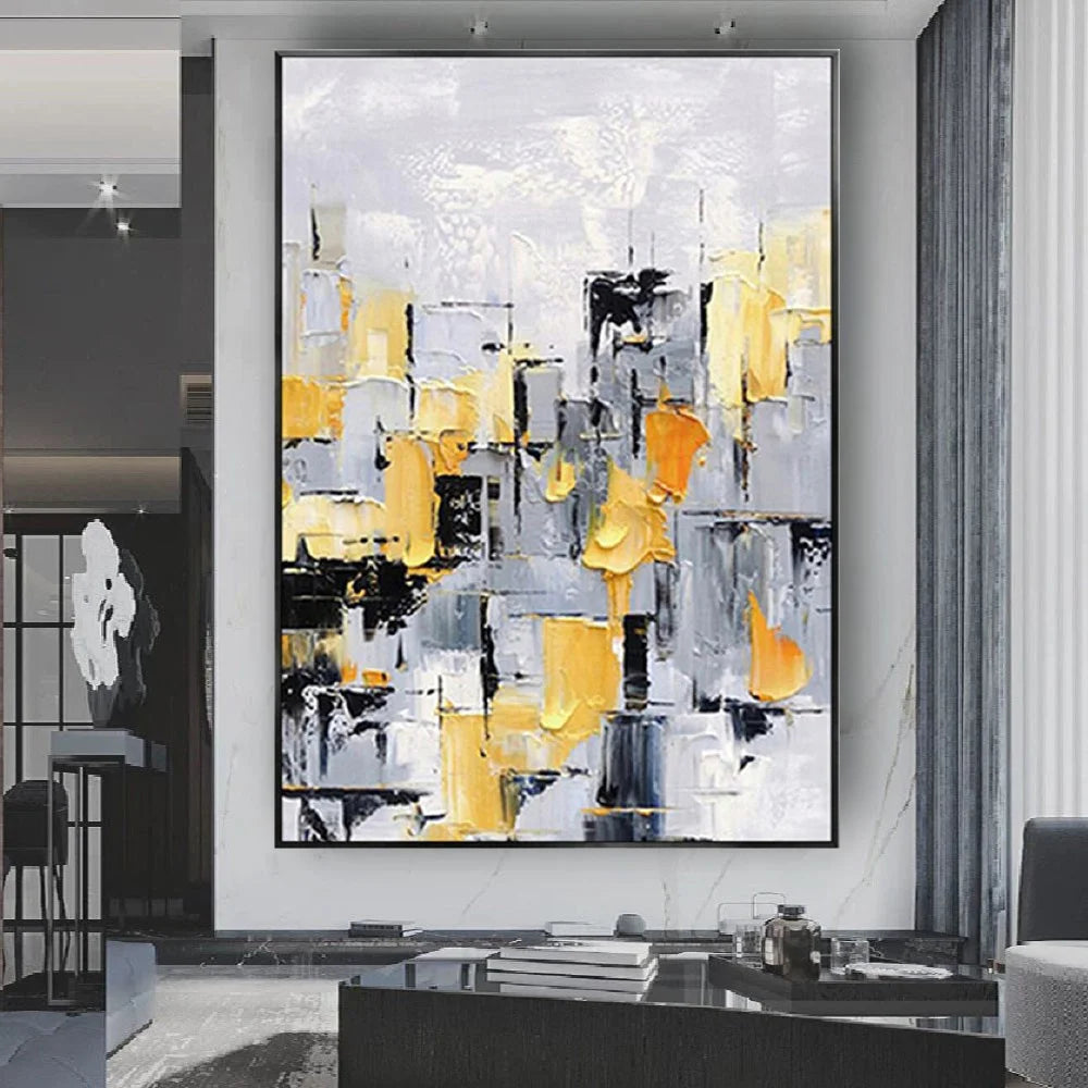 Large Handmade Textured Oil Painting On Canvas Modern Abstract POP Geometry Wall Art Picture For Living Room Bedroom Room Decor