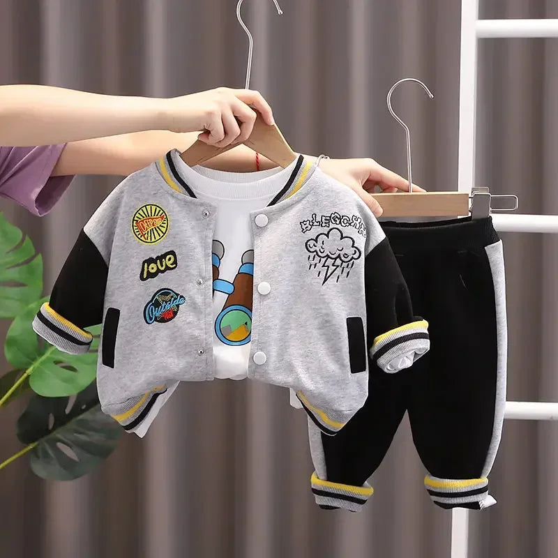 New Spring Autumn Children Boys Clothes Kids Clothing Suit Jacket Coat Pants Infant Cotton Tracksuits