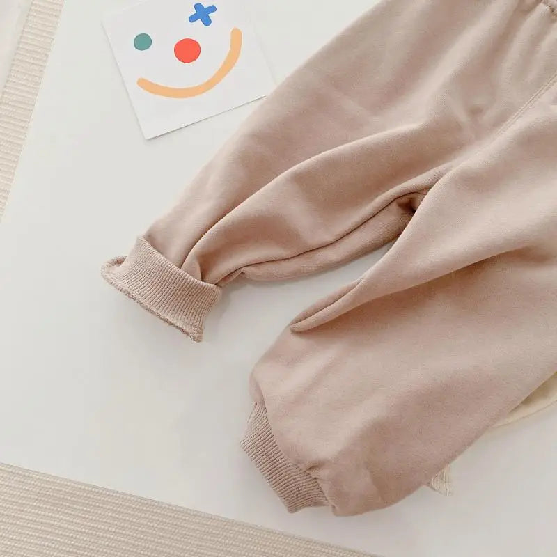 Toddler Boy Casual Bear Pullover Sweatshirts Baby Girl Thin Cute Cartoon Long Sleeves Tops And Solid Cotton Pants 2pc Set