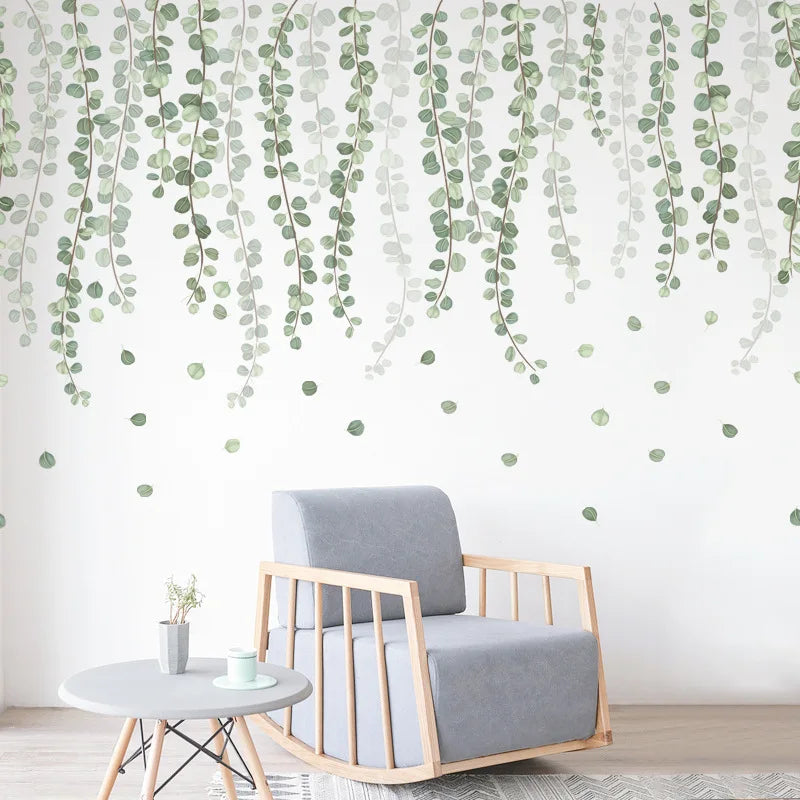 LuanQI Plants Wall Stickers Green Leaves Fujiman Wall Decals Wall Paper DIY Vinyl Murals for Kids Bedroom Living room Decoration