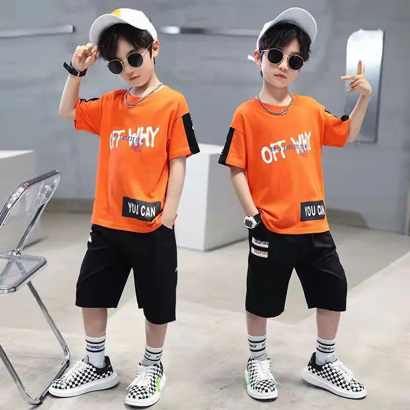 Children Summer Boys Clothes Set T shirt + Pants Casual Sports Suits Kids Clothing Tracksuit Teen Outfit