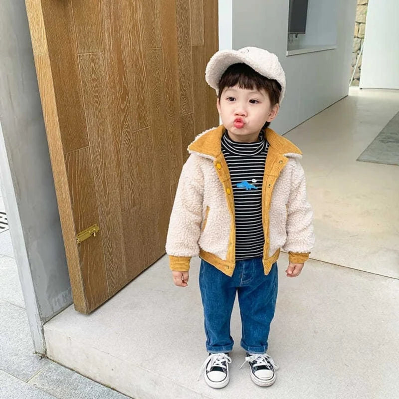 Boys Coat Jacket Outwear Tops Cotton Corduroy Thicken Plus Velvet Winter Autumn Plus Size Overcoat Children's Clothes