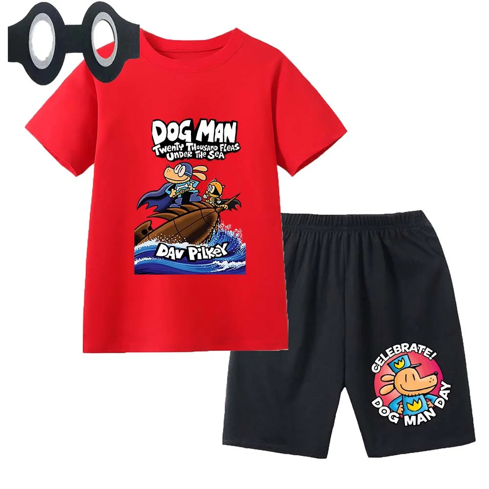 Hot Sale Cartoon Kids TShirt Shorts Mask 3PCS Captain Underpants DogMan Baby Boys Girls Clothe Summer Children Cotton T-Shirt
