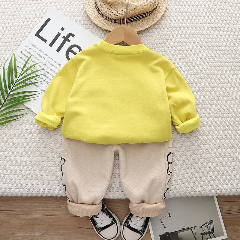 New Spring Autumn Boys Clothing Set Cartoon Panda Full Sleeve Shirt + Pants 2Pcs Outfit For Kids Children Birthday Present