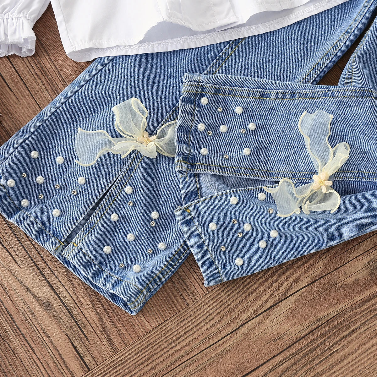 Children Clothing Pants for Girls Jeans Teenagers Cute Bow Trousers Spring Autumn Baby Kids Clothes Jeans 4 5 6 7 8 9 10 12 14 Y