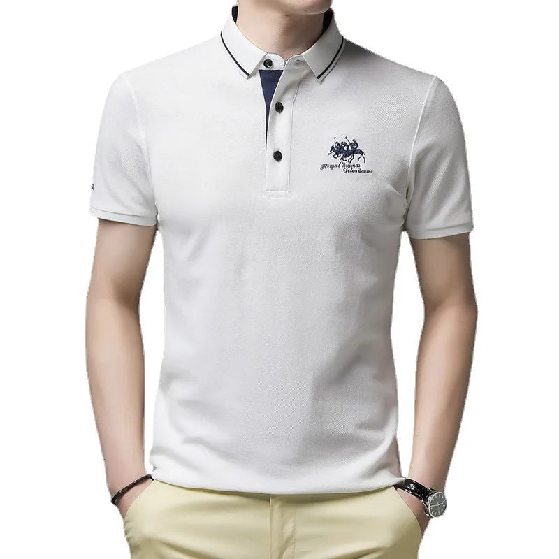 Polo Shirt Men's High-end Luxury Top Summer Casual Lapel Short Sleeve T-shirt Korean Fashion Men's