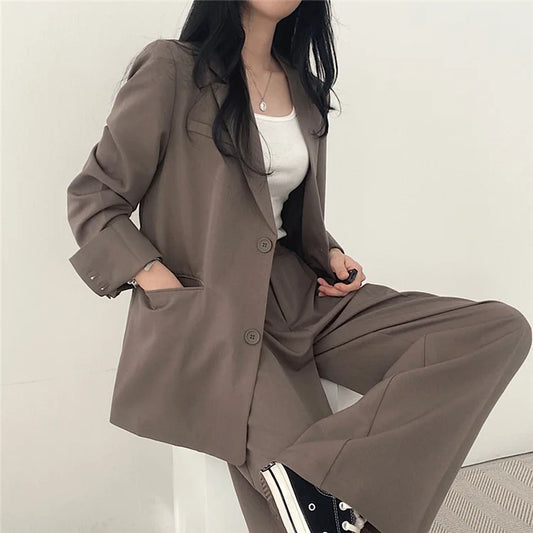 Fashion Long Sleeve Blazer  Pant Sets Blazers Women  Casual Women 2 Piece Outfit Set Suits