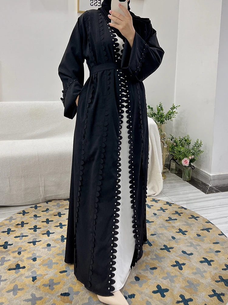 Abaya Women Beading Dress Abayas Elegant Prayer Abayas Long Sleeve Robe Ramadan Musulman Maxi Vestidos