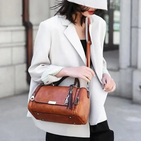 Tassel Decor Handbag, Women's Large Capacity Shoulder Bag, Fashion Zipper Crossbody Bag With Removable Strap luxury elegant