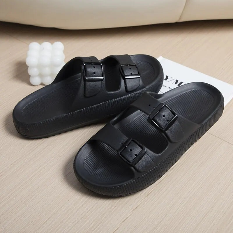 Feslishoet Women Platform Double Button Sandals Swimming Pool Gym House Shower Quickdrying Opentoed Slippers Indoor Shoes
