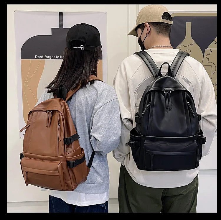 Leather Backpack for Men 14 inch Laptop Backpack Travel Daypack with USB Port Water Resistant Leather Business Backpack mochilas