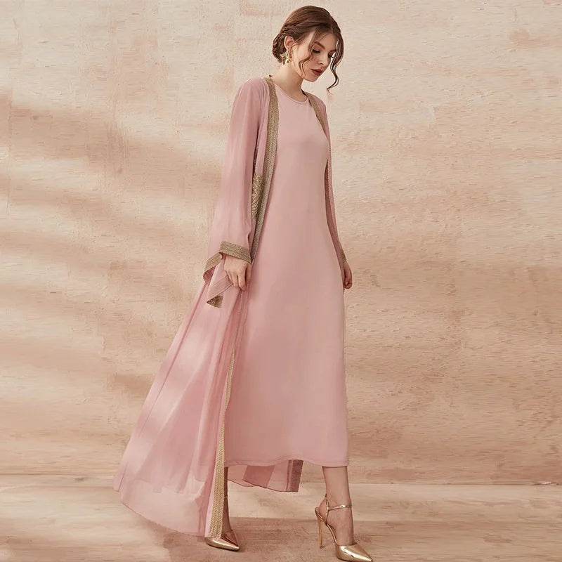 Muslim Arab Dress Middle East Dubai Women's Set Clothing Abaya Luxury Long Elegant