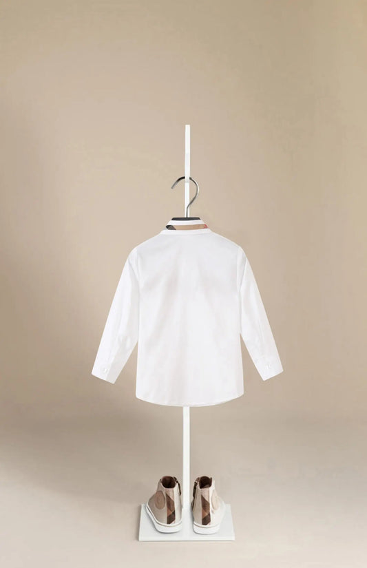 New Boys Blouse Shirt Long Sleeve White Shirt Solid Boutique Formal Top For Kids Teen Clothes Birthday Party Summer Autumn