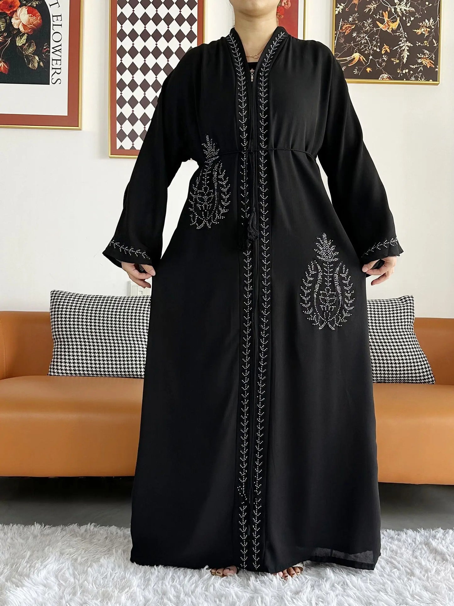 Open Abaya Dubai Kaftan Muslim Cardigan Abayas Dresses for Women  Casual Kimono Robe Femme Caftan Turkish Islamic Clothes