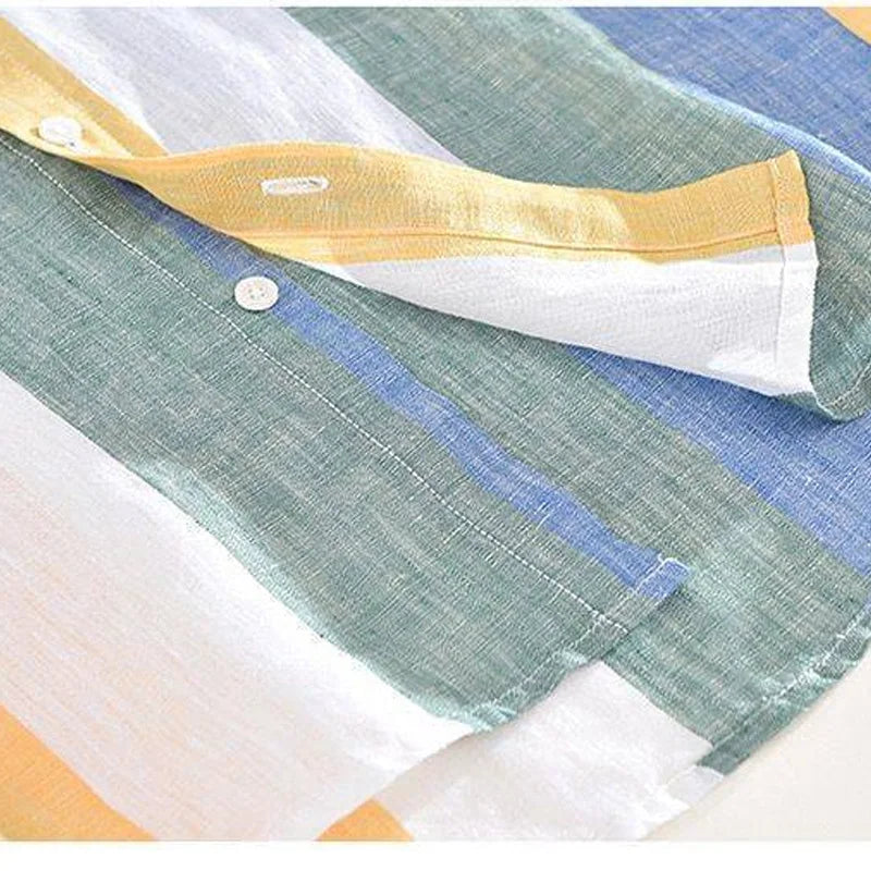 Spring Autumn Turn-down Collar Three Quarter Button Fashion Striped Shirt Man Loose Casual Korean Style All-match Cardigan