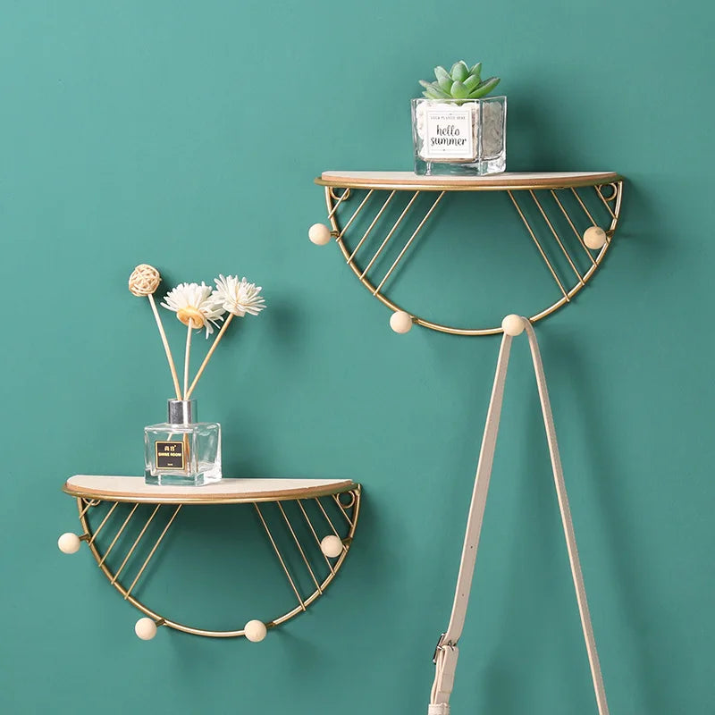 Iron and wooden board Storage Rack Shelf with Hooks Hat Key Hangers Holder Wall Hook Home Decoration  Bathroom Accessories